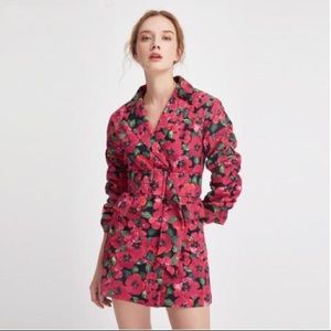 Belted decorative print coat dress